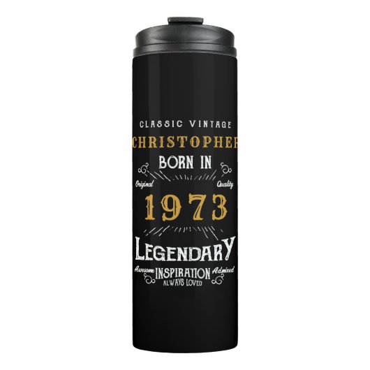 50e verjaardag 1973 Legendary Black Gold Add Name Thermosbeker (Voorkant)