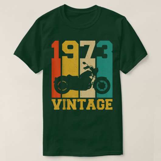 50e verjaardag 1973 motorfiets 50 jaar t-shirt (Design voorkant)