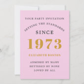 50e verjaardag 1973 Roze grijs Benaming Jaar Kaart (Voorkant)