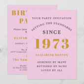 50e verjaardag 1973 Roze grijs Benaming Jaar Kaart (Voorkant / Achterkant)