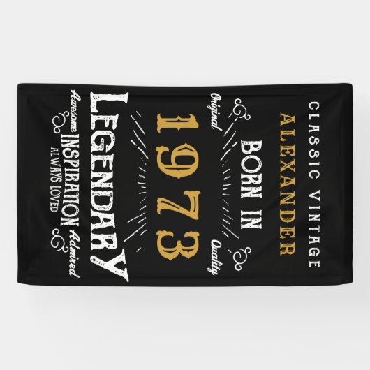 50e verjaardag 1973 Voeg de naam Black Gold Legend Spandoek (Horizontaal)