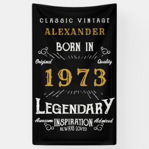 50e verjaardag 1973 Voeg de naam Black Gold Legend Spandoek