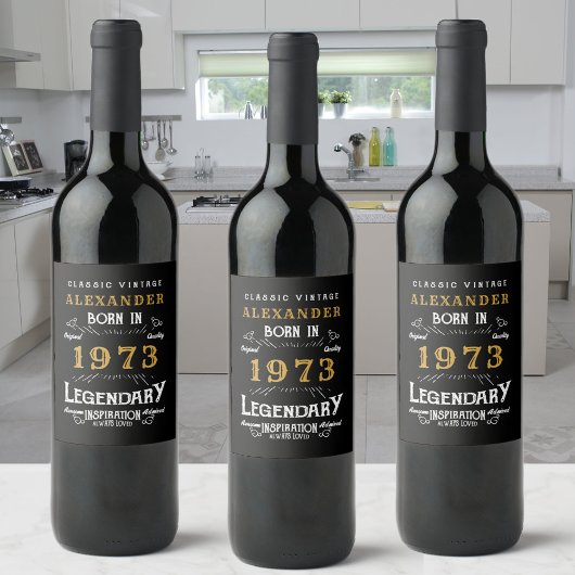 50e verjaardag 1973 Voeg Jouw naam Legendary Vinta Wijn Etiket