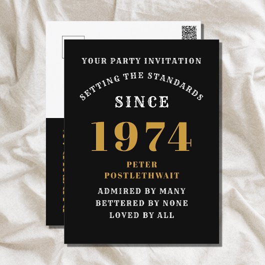 50e verjaardag 1974 Black Gold uitnodiging