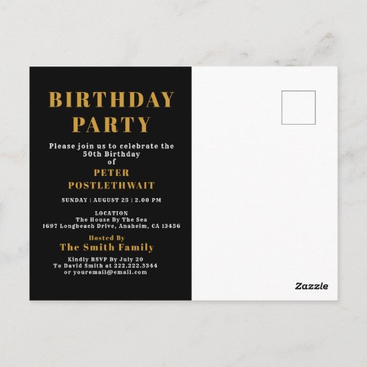 50e verjaardag 1974 Black Gold uitnodiging (Achterkant)