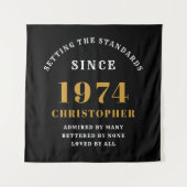 50e verjaardag 1974 Elegant Zwart Goud Chic Wandkleed