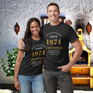 50e verjaardag 1974 Naam toevoegen Black Gold Part T-shirt