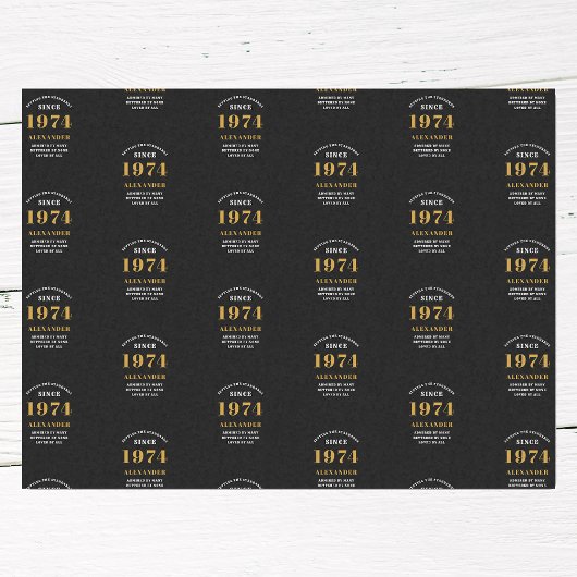 50e verjaardag 1974 Zwart Goud Chique Elegant Tissuepapier