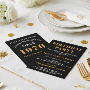 50e verjaardag 1974 zwart goud gepersonaliseerd vo kaart