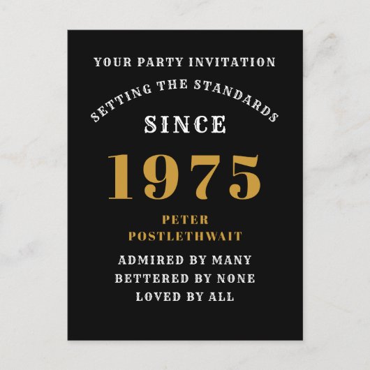 50e verjaardag 1975 Zwart Goud Briefkaart (Voorkant)
