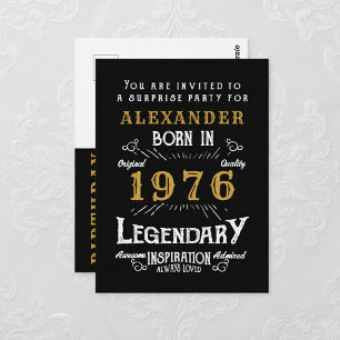 50e Verjaardag 1976 Black Gold Legend Uitnodiging