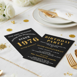50e verjaardag 1976 Zwart goud gepersonaliseerd vo Kaart