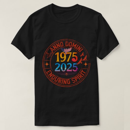 50e verjaardag 2025 - Viering van 1975, 50 jaar T-shirt (Design voorkant)