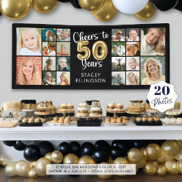 50e verjaardag 20 Photo Collage Hoera voor 50 jaar Spandoek