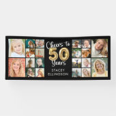 50e verjaardag 20 Photo Collage Hoera voor 50 jaar Spandoek (Horizontaal)