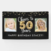 50e verjaardag 2 foto's Hoera voor 50 jaar Spandoek (Horizontaal)