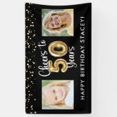 50e verjaardag 2 foto's Hoera voor 50 jaar Spandoek (Verticaal)