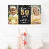 50e verjaardag 2 foto's Proost op 50 jaar Confetti Spandoek (Insitu)