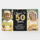 50e verjaardag 2 foto's Proost op 50 jaar Confetti Spandoek (Horizontaal)