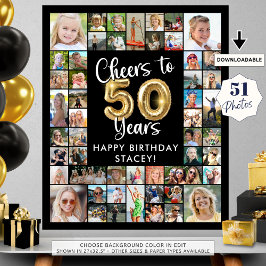 50e verjaardag 41 Photo Collage Hoera voor 50 jaar Poster