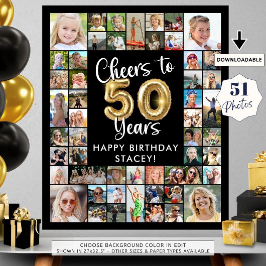 50e verjaardag 41 Photo Collage Hoera voor 50 jaar Poster
