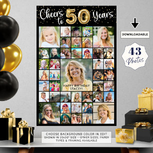 50e verjaardag 43 Photo Collage Hoera voor 50 jaar Poster