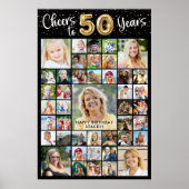 50e verjaardag 43 Photo Collage Hoera voor 50 jaar Poster (Voorkant)