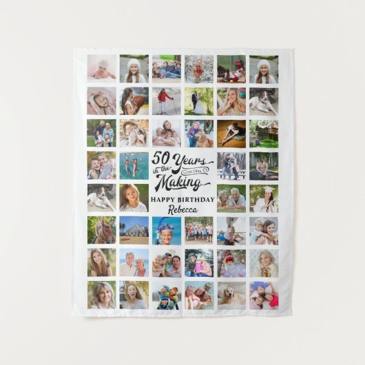 50e verjaardag 44 foto collage feest achtergrond wandkleed (Voorkant)