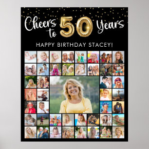 50e verjaardag 45 fotocollage Proost op jaren Poster