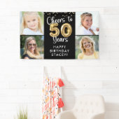 50e verjaardag 4 foto's Proost op 50 jaar Confetti Spandoek (Insitu)