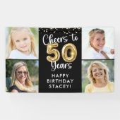50e verjaardag 4 foto's Proost op 50 jaar Confetti Spandoek (Horizontaal)