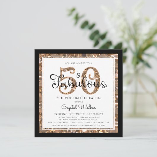 50e verjaardag 50 en ABULOUS elegant script Kaart (Staand voorkant)