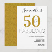 50e verjaardag 50 en Fab Typography Gold Party Kaart (Voorkant / Achterkant)