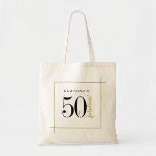 50e verjaardag 50 en Fabulous Black en Gold Tote Bag