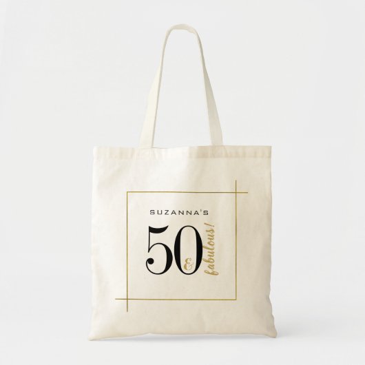 50e verjaardag 50 en Fabulous Black en Gold Tote Bag (Voorkant)