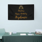 50e verjaardag 50 en Fabulous Black | Faux Gold Spandoek (Beurs)