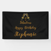 50e verjaardag 50 en Fabulous Black | Faux Gold Spandoek (Horizontaal)