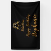 50e verjaardag 50 en Fabulous Black | Faux Gold Spandoek (Verticaal)
