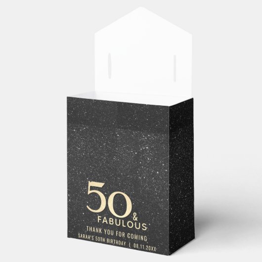 50e verjaardag 50 en Fabulous Black Gold Elegant Bedankdoosjes (Geopend)