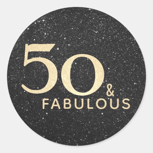 50e verjaardag 50 en Fabulous Black Gold Elegant Ronde Sticker (Voorkant)