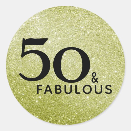50e verjaardag 50 en Fabulous Gold Black Glitter Ronde Sticker (Voorkant)