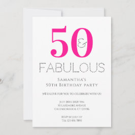 50e verjaardag 50 en Fabulous Hot Pink Party Kaart