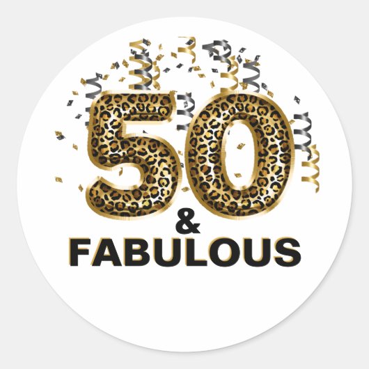 50e verjaardag 50 en Fabulous Leopard Print Ronde Sticker (Voorkant)