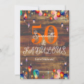 50e verjaardag 50 en Fabulous Lights Rustiek Kaart (Achterkant)