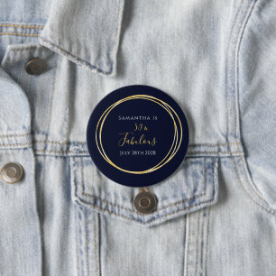 50e verjaardag 50 en Fabulous Navy Goud Ronde Button 7,6 Cm