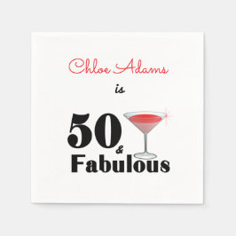 50e verjaardag 50 en Fabulous Red gepersonaliseerd Servet
