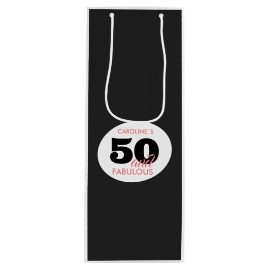 50e verjaardag 50 en Fabulous Wijn Cadeautas (Voorkant)