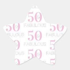 50e verjaardag 50 en fantastisch Roze Patroon Ster Sticker