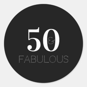 50e verjaardag 50 en fantastisch Zwart Wit Ronde Sticker