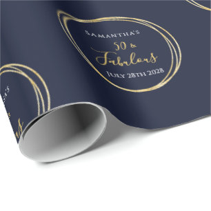 50e verjaardag 50 en fantastische marine gouden ve cadeaupapier